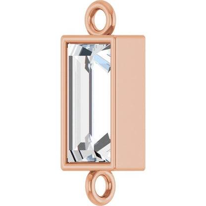 3/8 CT Natural Diamond Bezel-Set Link, 3.9 mm x 10.5 mm, Straight Baguette
