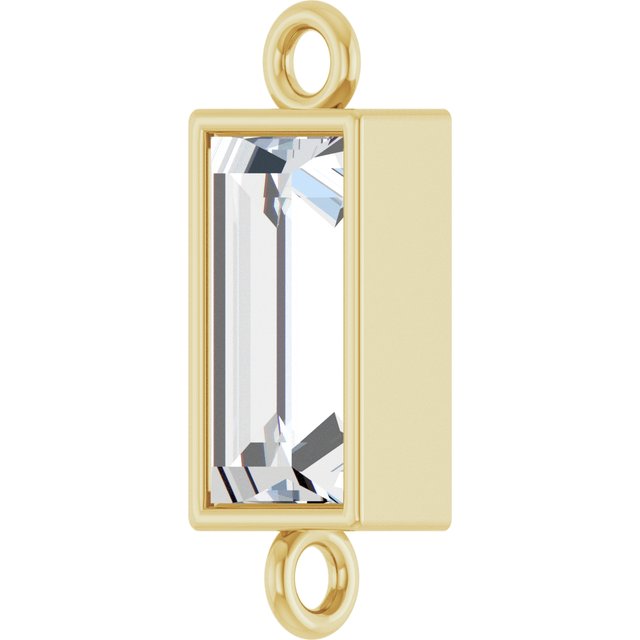 3/8 CT Natural Diamond Bezel-Set Link, 3.9 mm x 10.5 mm, Straight Baguette