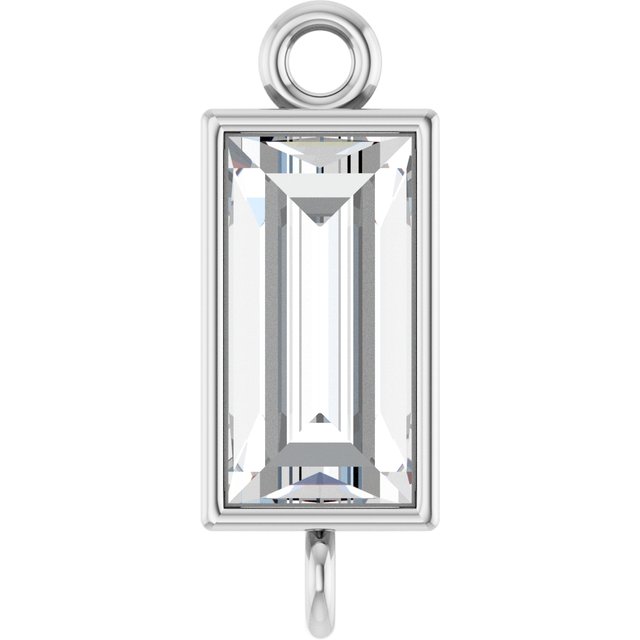 3/8 CT Natural Diamond Bezel-Set Link, 3.9 mm x 10.5 mm, Straight Baguette