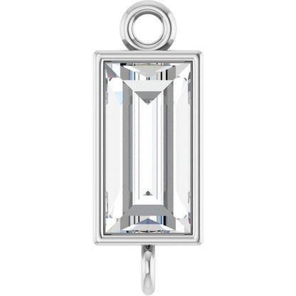 3/8 CT Natural Diamond Bezel-Set Link, 3.9 mm x 10.5 mm, Straight Baguette