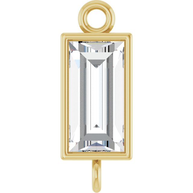 3/8 CT Natural Diamond Bezel-Set Link, 3.9 mm x 10.5 mm, Straight Baguette