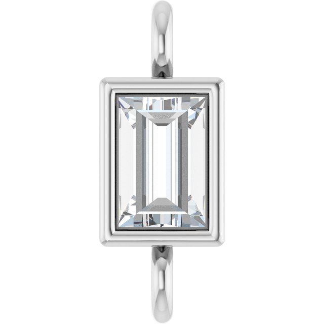 .08 CT Natural Diamond Bezel-Set Link, 2.9 mm x 7.5 mm, Style 2