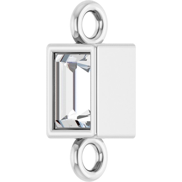 .08 CT Natural Diamond Bezel-Set Link, 2.9 mm x 7.5 mm, Style 2