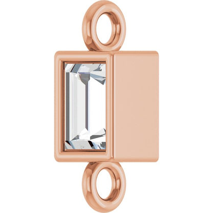 .08 CT Natural Diamond Bezel-Set Link, 2.9 mm x 7.5 mm, Style 2