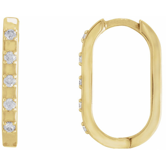 14K Yellow Gold 1/8 CTW Natural Diamond Hoop Earrings