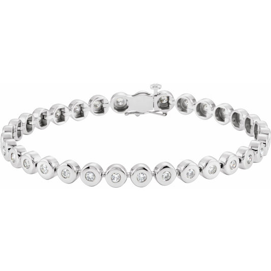 2 CTW Natural Diamond Bezel-Set Line 7" Bracelet