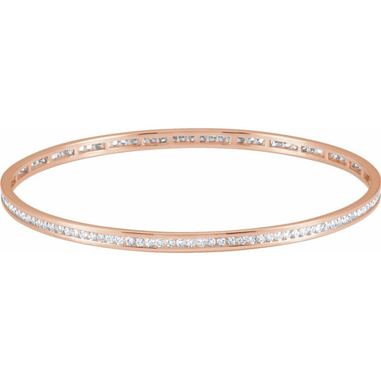 14K Rose Gold 1 1/2 CTW Natural Diamond Stackable Bangle 8" Bracelet