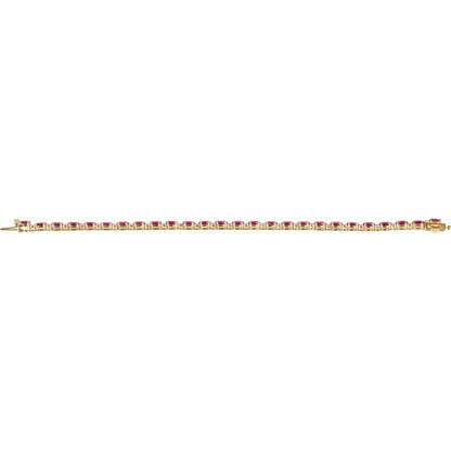 14K Yellow Gold Lab-Grown Ruby & 5/8 CTW Lab-Grown Diamond Line 7" Bracelet