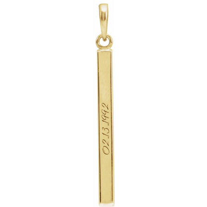 Engravable Four-Sided Bar Pendant, 24.2 x 2.9 mm