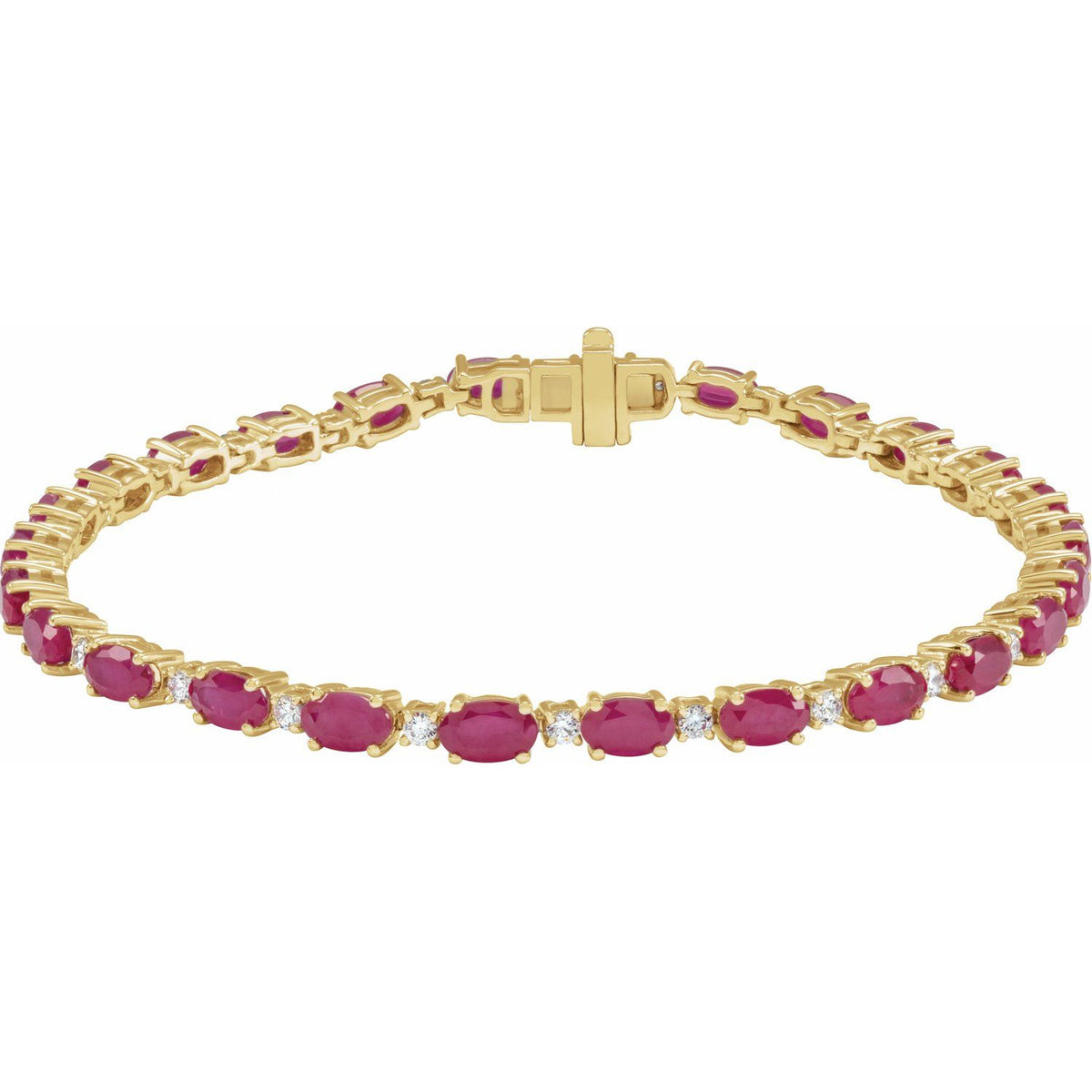 14K Yellow Gold Lab-Grown Ruby & 5/8 CTW Lab-Grown Diamond Line 7" Bracelet