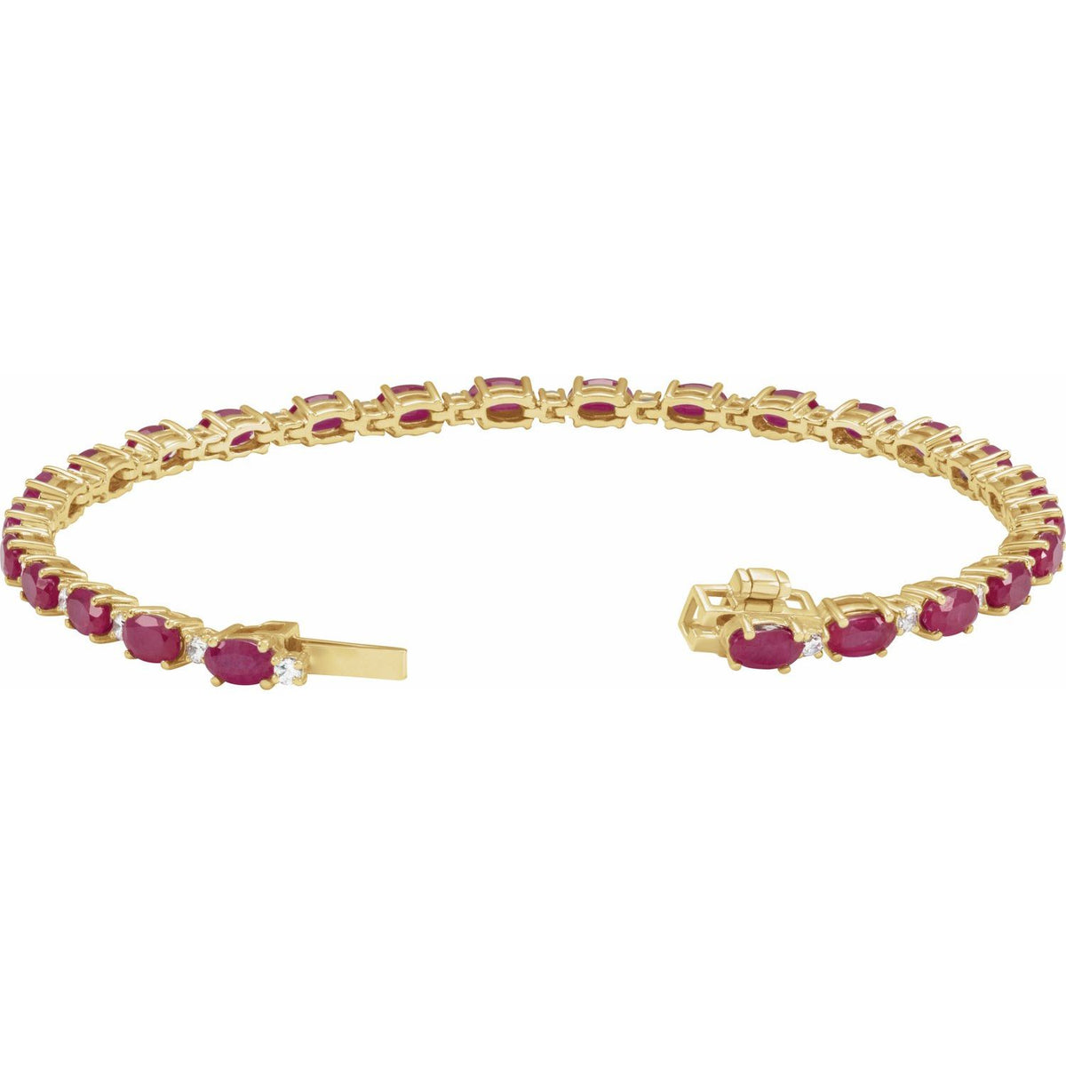 14K Yellow Gold Lab-Grown Ruby & 5/8 CTW Lab-Grown Diamond Line 7" Bracelet