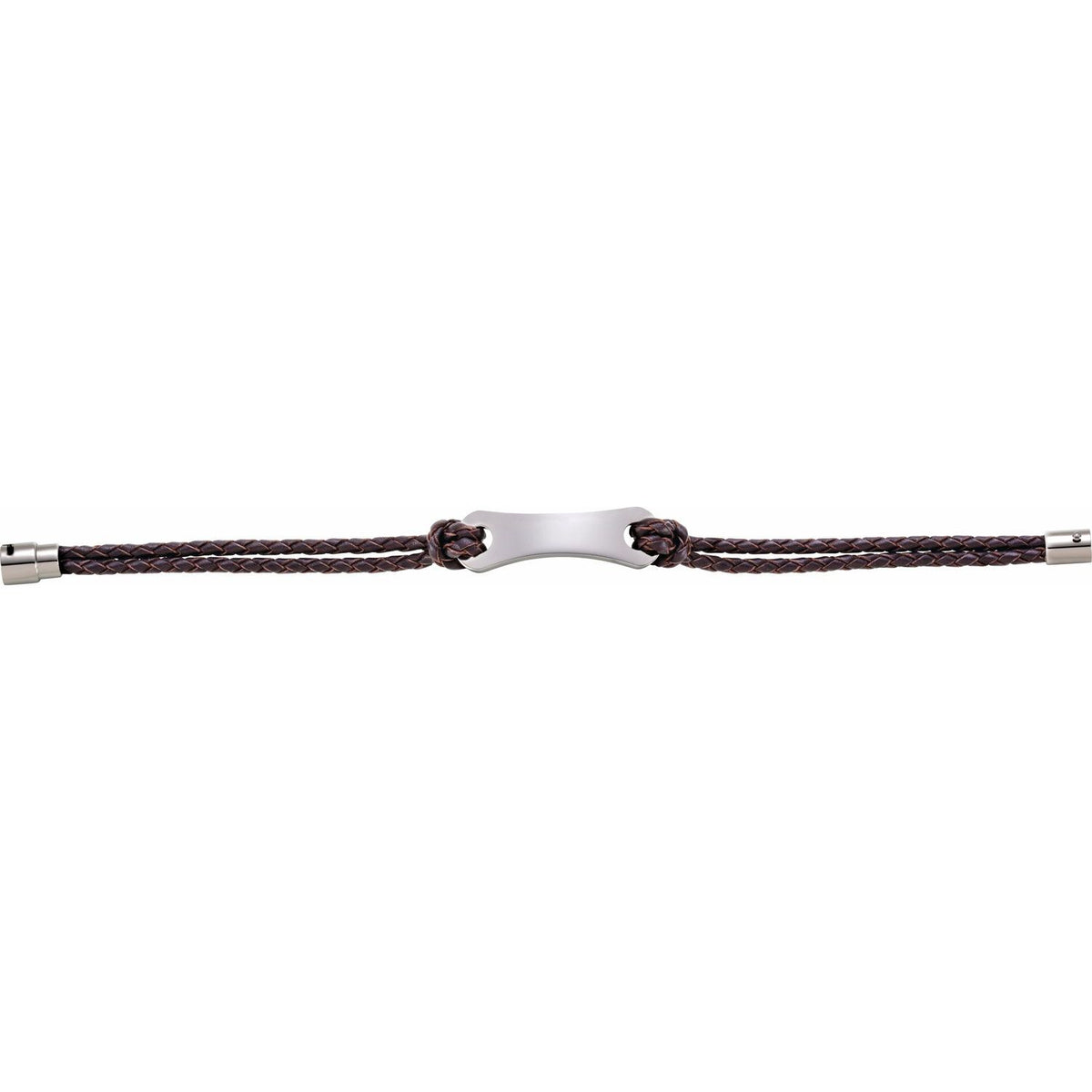 Stainless Steel Black Leather 8" Bracelet (LEG048)