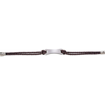 Stainless Steel Black Leather 8" Bracelet (LEG048)