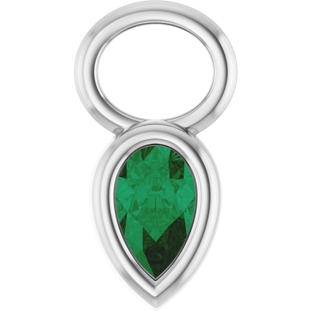 Lab-Grown Emerald Hoop Dangle, 6.17 mm x 11.7 mm