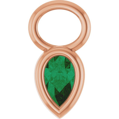 Lab-Grown Emerald Hoop Dangle, 6.17 mm x 11.7 mm