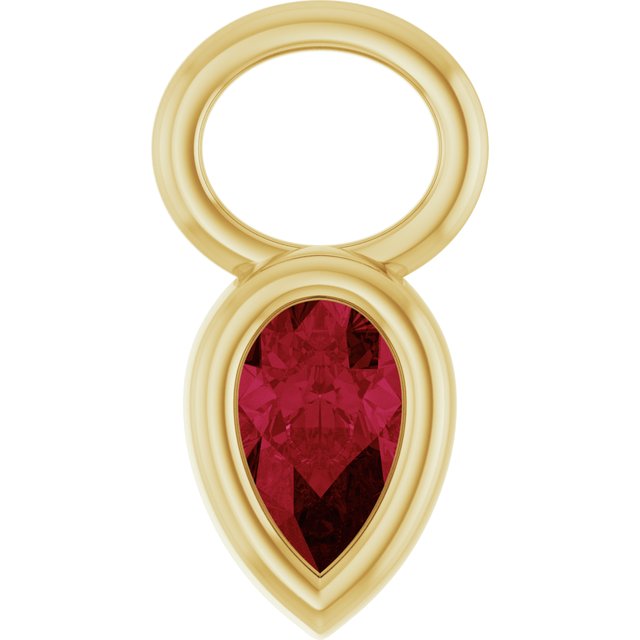 Lab-Grown Ruby Bezel-Set Hoop Dangle, 6.17 mm x 11.7 mm