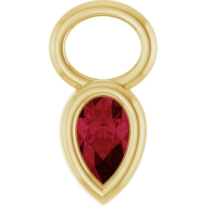 Lab-Grown Ruby Bezel-Set Hoop Dangle, 6.17 mm x 11.7 mm