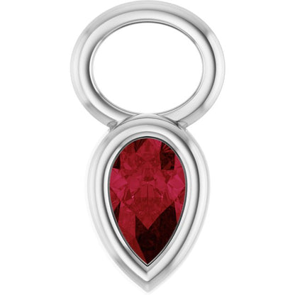 Lab-Grown Ruby Hoop Dangle, 6.17 mm x 11.7 mm