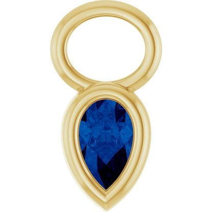 Lab-Grown Blue Sapphire Hoop Dangle, 6.17 mm x 11.7 mm