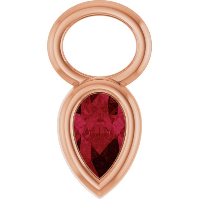 Lab-Grown Ruby Hoop Dangle, 6.17 mm x 11.7 mm