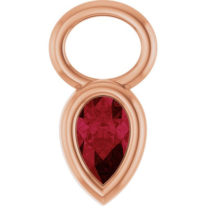 Lab-Grown Ruby Hoop Dangle, 6.17 mm x 11.7 mm