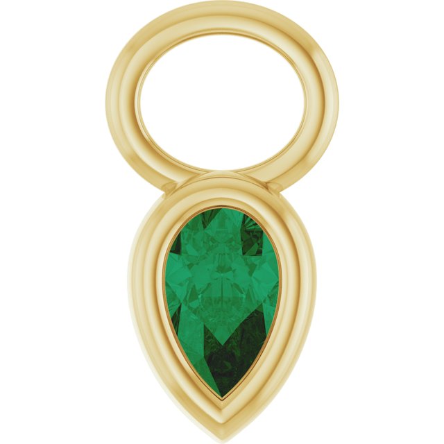 Lab-Grown Emerald Bezel-Set Hoop Dangle, 6.17 mm x 11.7 mm