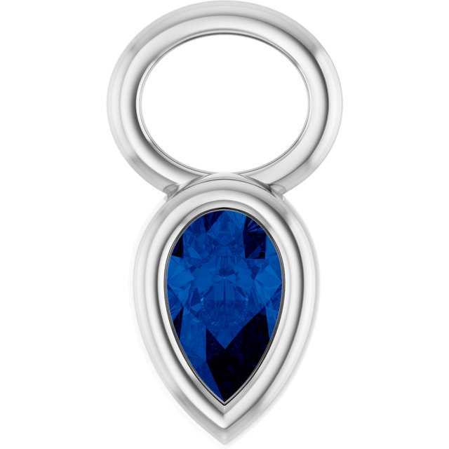 Lab-Grown Blue Sapphire Hoop Dangle, 6.17 mm x 11.7 mm