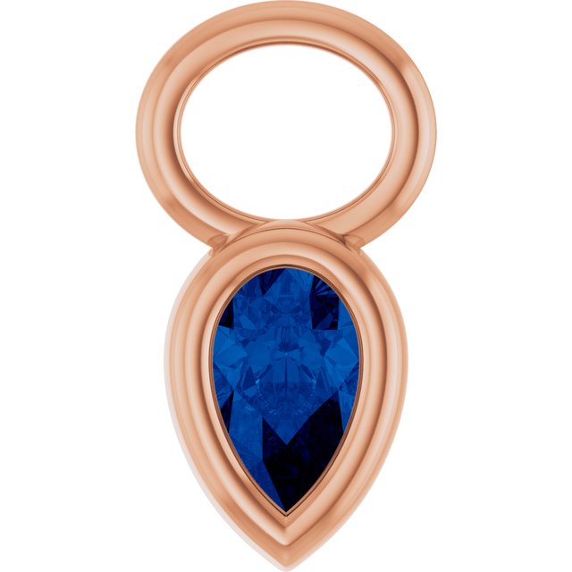 Lab-Grown Blue Sapphire Hoop Dangle, 6.17 mm x 11.7 mm