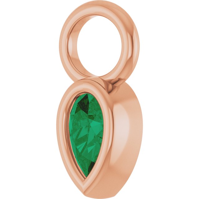 Lab-Grown Emerald Hoop Dangle, 6.17 mm x 11.7 mm