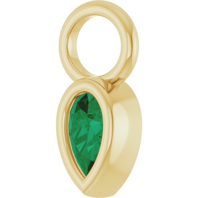 Lab-Grown Emerald Bezel-Set Hoop Dangle, 6.17 mm x 11.7 mm