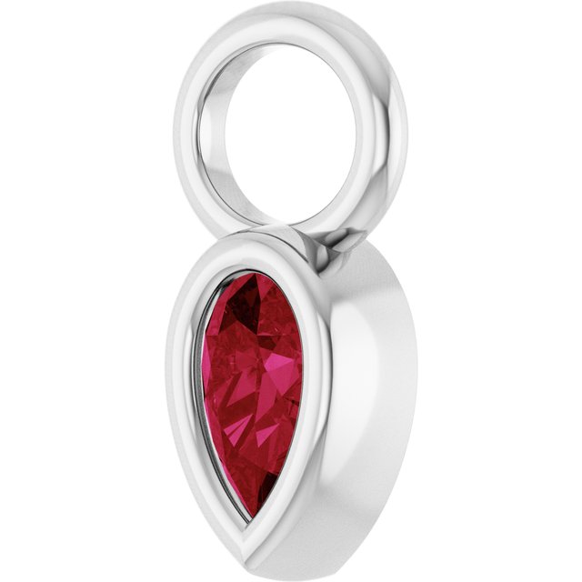 Lab-Grown Ruby Hoop Dangle, 6.17 mm x 11.7 mm