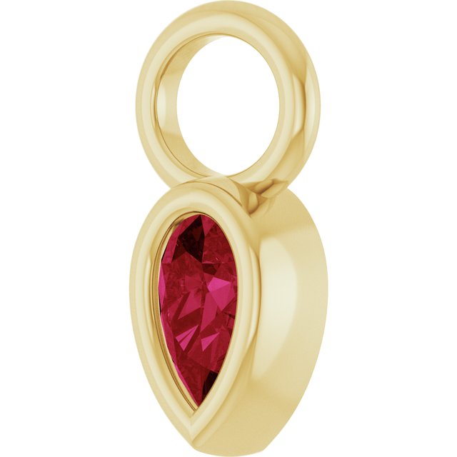 Lab-Grown Ruby Bezel-Set Hoop Dangle, 6.17 mm x 11.7 mm