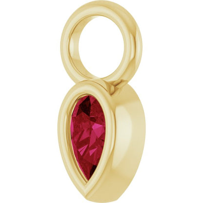 Lab-Grown Ruby Bezel-Set Hoop Dangle, 6.17 mm x 11.7 mm