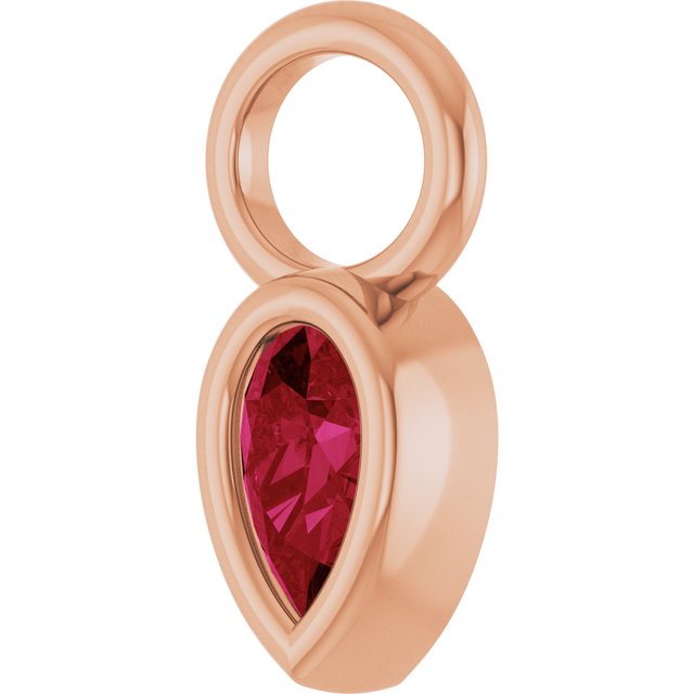 Lab-Grown Ruby Hoop Dangle, 6.17 mm x 11.7 mm