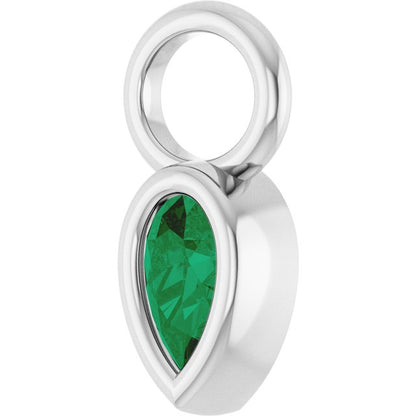 Lab-Grown Emerald Hoop Dangle, 6.17 mm x 11.7 mm