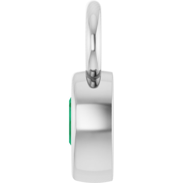 Lab-Grown Emerald Hoop Dangle, 6.17 mm x 11.7 mm