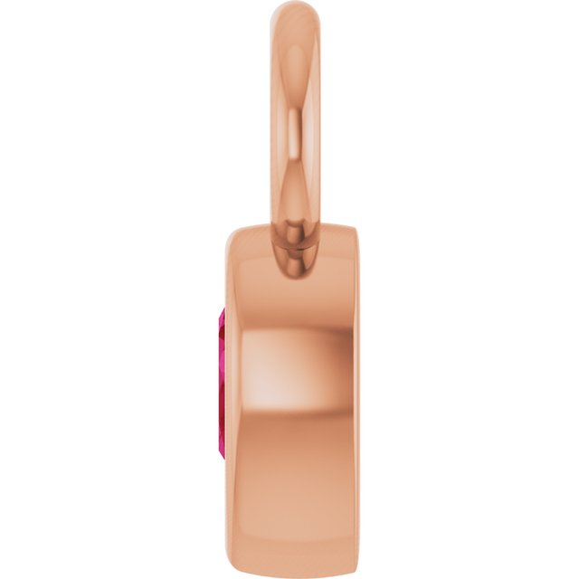 Lab-Grown Ruby Hoop Dangle, 6.17 mm x 11.7 mm