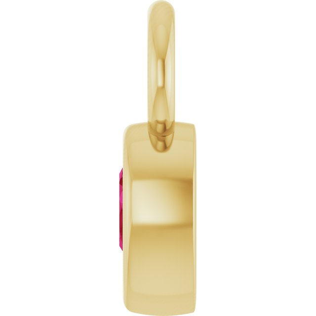 Lab-Grown Ruby Bezel-Set Hoop Dangle, 6.17 mm x 11.7 mm