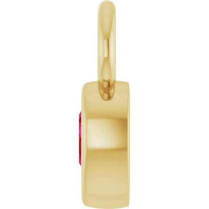 Lab-Grown Ruby Bezel-Set Hoop Dangle, 6.17 mm x 11.7 mm
