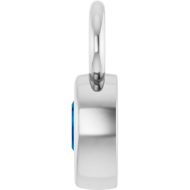 Platinum Lab-Grown Sapphire Bezel-Set Hoop Dangle, 6.17 mm x 11.7 mm