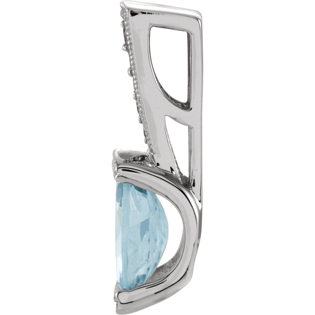 14K White Gold Natural Aquamarine & .05 CTW Natural Diamond Pendant