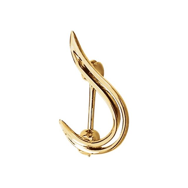 14K Yellow Gold Freeform Brooch, 9 mm x 15 mm