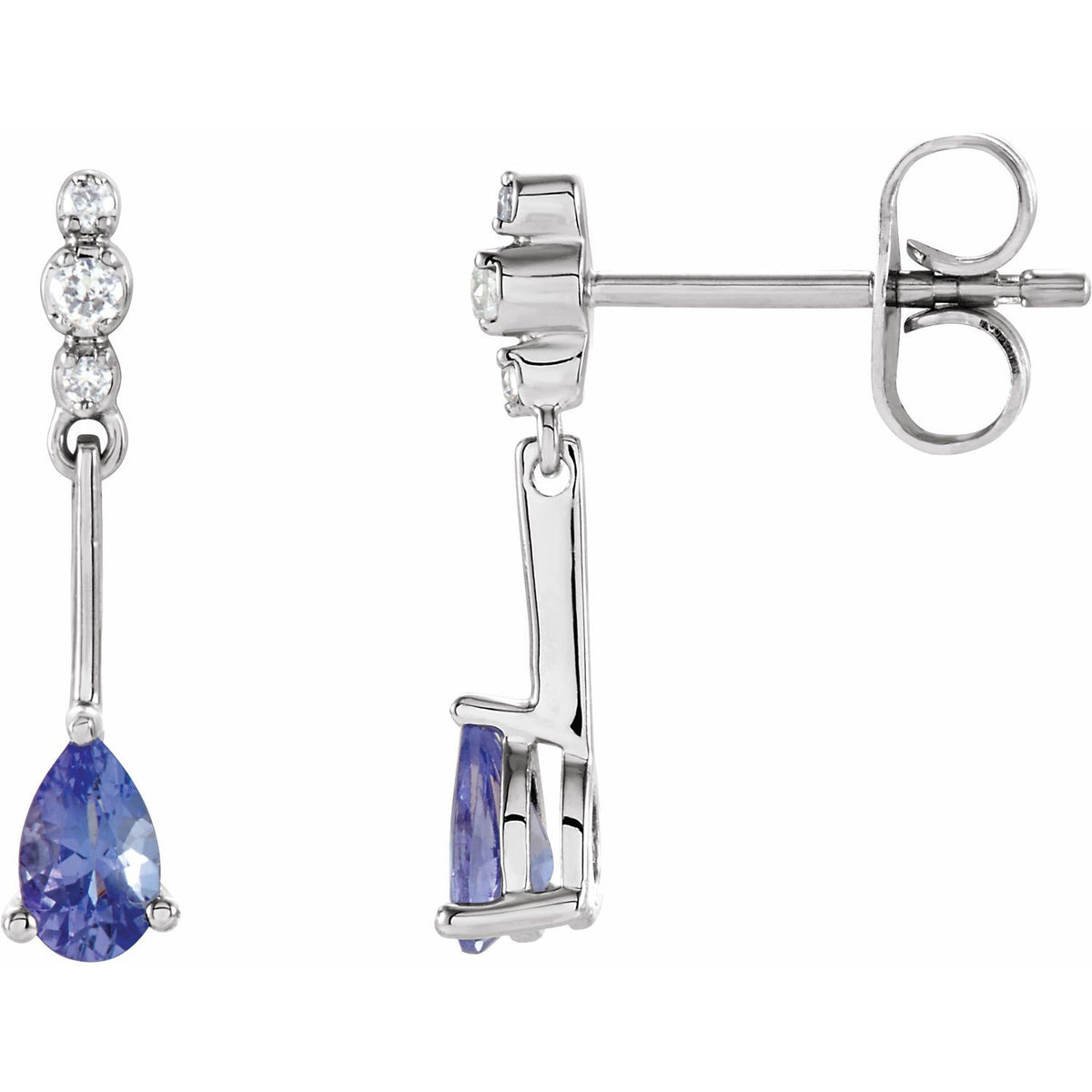 14K White Gold Natural Tanzanite & .05 CTW Natural Diamond Earrings