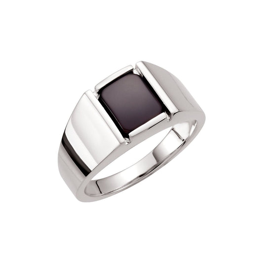 Sterling Silver Natural Black Onyx Ring