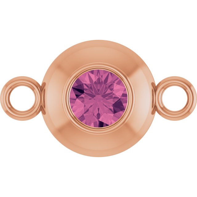 Natural Pink Tourmaline Link, 6.1 mm x 10.2 mm