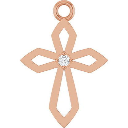 .02 CT Natural Diamond Cross Dangle