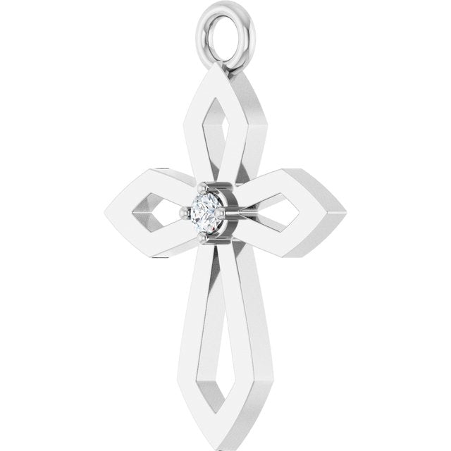 .02 CT Natural Diamond Cross Dangle