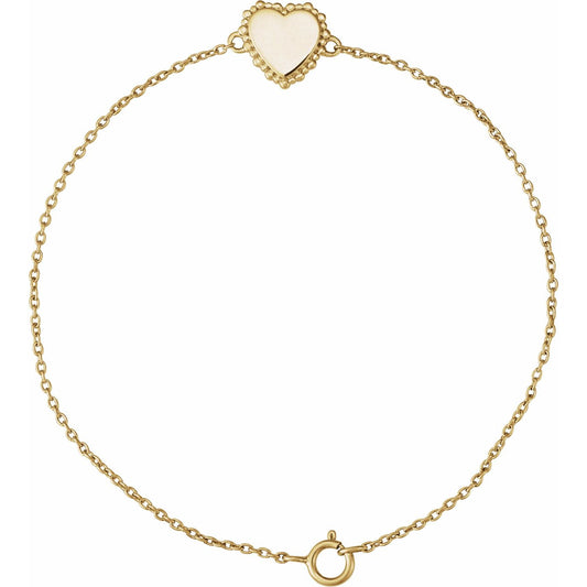 Engravable Beaded Heart 7" Bracelet