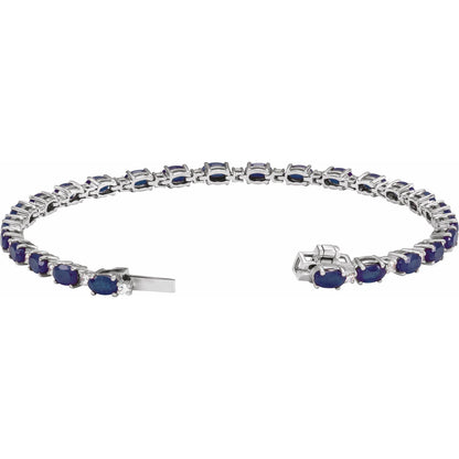 14K White Gold Lab-Grown Blue Sapphire & 5/8 CTW Lab-Grown Diamond Line 7" Bracelet