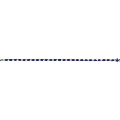 14K White Gold Lab-Grown Blue Sapphire & 5/8 CTW Lab-Grown Diamond Line 7" Bracelet